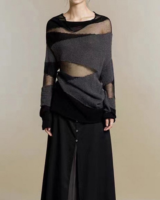 New Black Turtleneck Tulle Patchwork Thin Knit Sweaters Fall New Black Turtleneck Tulle Patchwork Thin Knit Sweaters Fall
