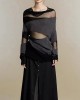 New Black Turtleneck Tulle Patchwork Thin Knit Sweaters Fall New Black Turtleneck Tulle Patchwork Thin Knit Sweaters Fall