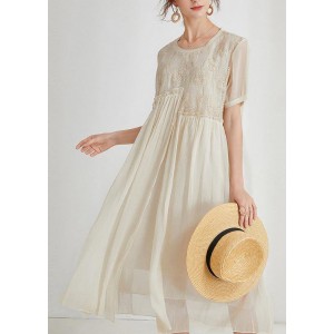 Boho Beige Print Chiffon asymmetrical Design Summer Maxi Dresses