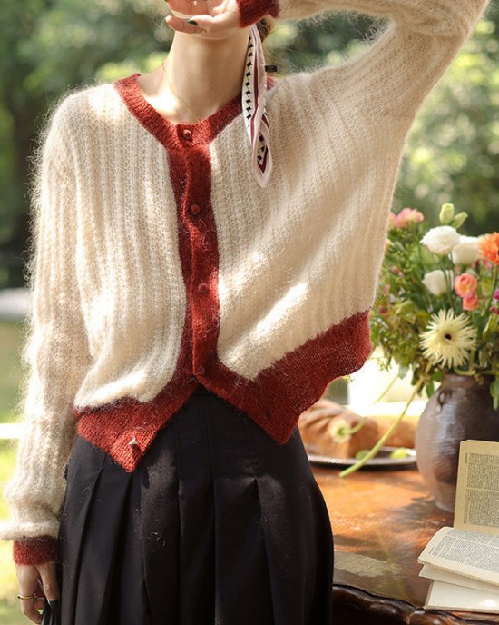 Women Green Button Patchwork Cozy Knit Top Long Sleeve Women Green Button Patchwork Cozy Knit Top Long Sleeve