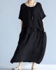 baggy gray long linen dresses oversized layered cotton maxi dress vintage short sleeve cotton clothing baggy gray long linen dresses oversized layered cotton maxi dress vintage short sleeve cotton clothing