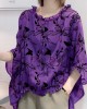 Art Navy Tops Ruffles Trim Half Sleeve Shirts Blouse Plus Size
