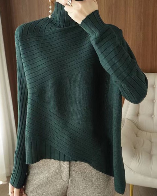 Plus Size Blue Asymmetrical Solid Knit Sweaters Spring Plus Size Blue Asymmetrical Solid Knit Sweaters Spring