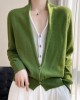 Women Green V Neck Button Patchwork Wool Knit Top Fall Women Green V Neck Button Patchwork Wool Knit Top Fall