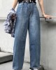 winter vintage denim blue pants high waist wide leg trousers winter vintage denim blue pants high waist wide leg trousers
