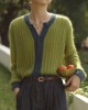 Women Green Button Patchwork Cozy Knit Top Long Sleeve Women Green Button Patchwork Cozy Knit Top Long Sleeve