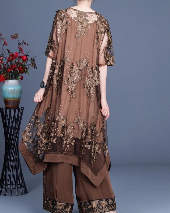 2025 Summer Irregular Dress Wide Leg Pants Suspender Skirt Three Piece Set 2025 Summer Irregular Dress Wide Leg Pants Suspender Skirt Three Piece Set
