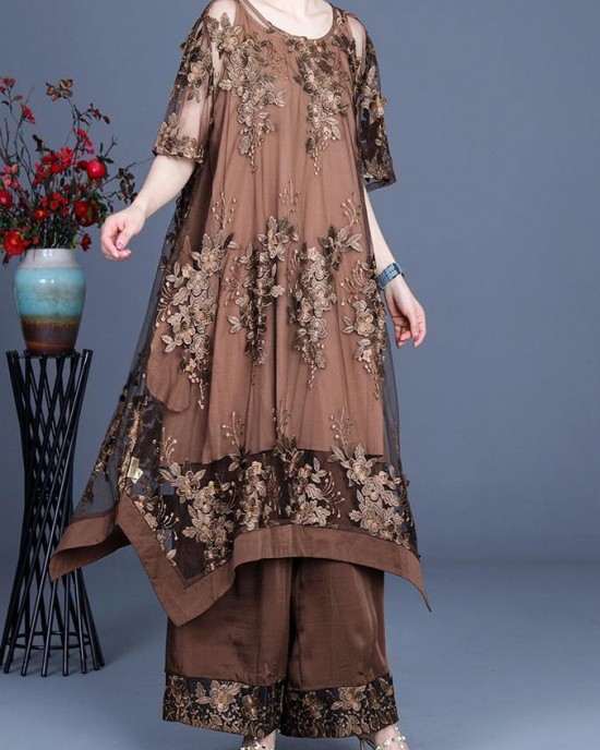2025 Summer Irregular Dress Wide Leg Pants Suspender Skirt Three Piece Set 2025 Summer Irregular Dress Wide Leg Pants Suspender Skirt Three Piece Set