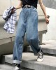 winter vintage denim blue pants high waist wide leg trousers winter vintage denim blue pants high waist wide leg trousers