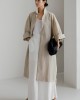 Casual Beige Peter Pan Collar Button Wrinkled Side Open Trench Coats Long Sleeve Casual Beige Peter Pan Collar Button Wrinkled Side Open Trench Coats Long Sleeve