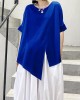 Unique black cotton clothes o neck asymmetric summer shirt Unique black cotton clothes o neck asymmetric summer shirt