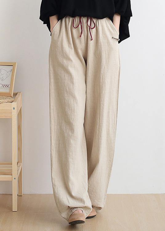 Casual nude trousers women 2025 new spring and summer bloomers linen high waist carrot pants