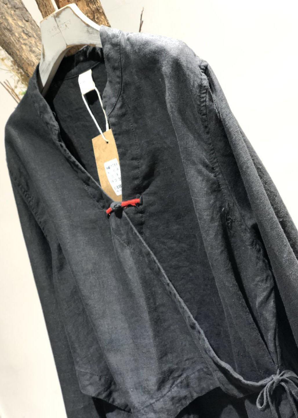 Bohemian white linen Blouse v neck fall top